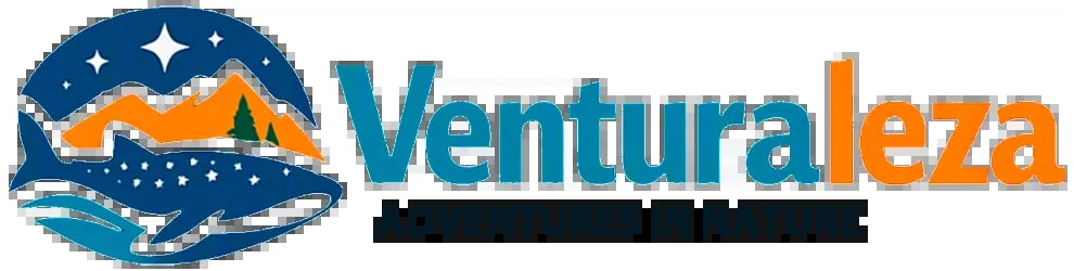 Venturaleza — logo with a whale, mountains, and the Venturaleza wordmark on a white background